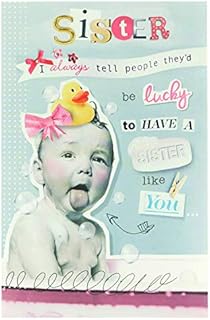 Sister Birthday Card with Envelope- Funny/Humorous Design, By UK Greetings, green|black|beige|brown|grey