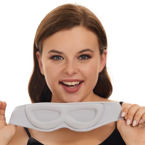 ALASKA BEAR Sleep Mask for Side Sleepers Patented Design, Cup-Shaped and Extra-Soft, 100 Blackout Eye Mask Shades Cover for Men and Women Home or Travel, Machine Washable, Pale Grey
