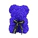 LIOOBO Rose Ourson Ours Artificielle Toujours Cadeau Anniversaire Anniversaire Cadeau Saint Valentin - （25cm） (Bleu)