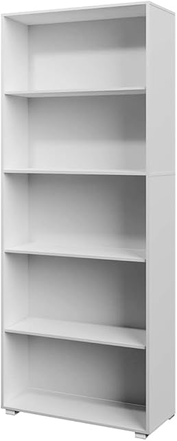 Deuba Casaria Bookcase Vela 5 Compartments Bookshelf Wooden Storage Rack Modern Shelving Books Stand Shelf Any Room Office 190 x 60 x 31 cm Open Cube White Freestanding