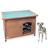 AqpetFriends Baita Cuccia in Legno da Esterno per Cani con Tetto Apribile e Tende Termiche incluse, Large 116x79x85h