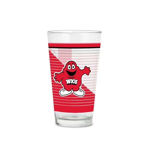 Rico Industries NCAA Western Kentucky Hilltoppers Standard 16 oz Pint Glasses with Digitally Printed Logo, Classic Drinking Glass