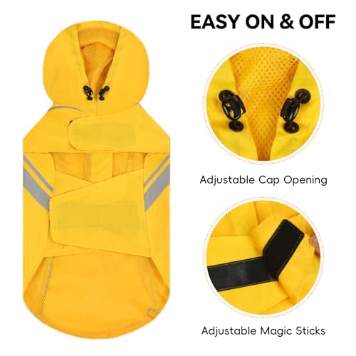 VIVAGLORY Wetoff Hunderegenmantel, Regenmantel Hund für Winter, Hunderegenjacke, Wasserdicht & Reflektierend Gefütterter Regenschutz, XL, Gelb