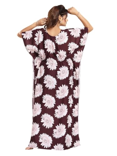 Image of Kaftan Printed Cotton Maxi Dress /Nighty /Nightdress for Ladies /Girls /Women | Free Size