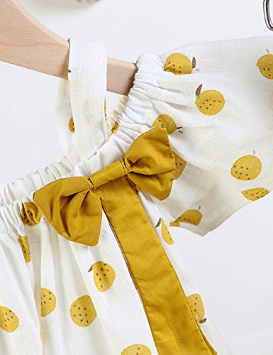 Hipea Toddler Baby Girls Clothes Ruffle Cami Polka Dot Tank Tops Blouse Striped Shorts Pants Summer Outfit Set(Size2-3T) Yellow thumb #2