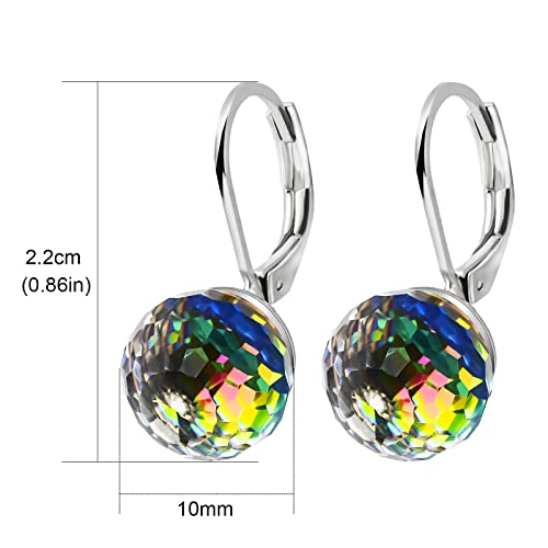 Austrian Crystal Earrings Leverback Earrings Hypoallergenic Disco Earrings Silver Rainbow Earrings Dangle Earrings For Women Trendy #TOP5