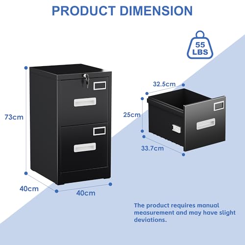 FlairVibe A4 Armario Archivador Metálico, 2 Cajonera Oficina Archivadores Verticales, Bloqueable, Incluye 2 Llaves, Dispositivo de Inserción, Muebles Oficina - imagen 3