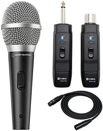 Audio-Technica ATR1500X Dynamic Vocal/Instrument Microphone and Knox Gear Microphone Bluetooth Adapter and Receiver Bundle (2 Items)
