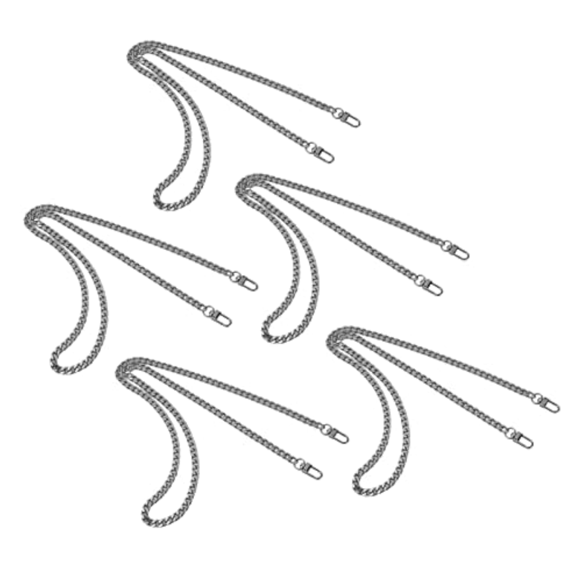 Curb Chain, Craft Chain 5 Pieces Durable Aluminum for Anklets, Silver Black