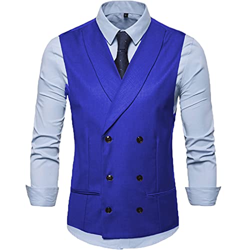 Tuikayoo Men's Suit Vest Shawl Lapel Slim Fit Double Breasted Waistcoat Best Man2