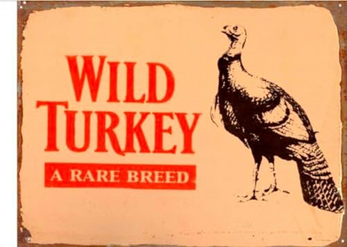 Cuorung Metal Tin Sign Wild Turkey, A Rare Breed Tin Metal Sign Man Cave Wall Decor Painting Vintage Wall Decoration 12x8 Inches