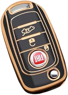 Stylec Remote Key Case Cover compatible with Fiat (Black Gold)