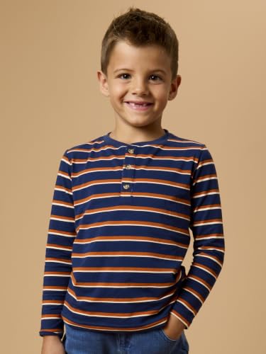 Image of RUGGEDBUTTS Baby /Toddler Boys Long Sleeve Henley Tee - Knit Henley Shirt | 4-Way Stretch Fabric, Button-Up Placket, Fade And Snag Resistant, Lightweight Unlined Design, Monogram Ready