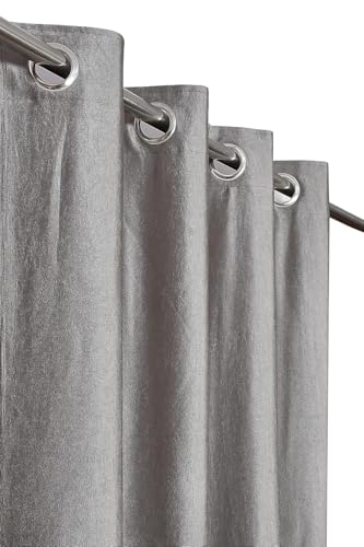 Image of Curtains 7 Feet Long for Living Room - Door Curtains Set of 1 Pcs Panel, Curtain Solid Parda for Home Decor & Office Grey Colour 7 feet (48 x 84 Inch) - 1 Pcs