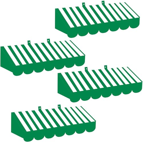 Image of Tallew 4 Pcs 3D Circus Awning Wall Decoration Farmers Market Party Decorations Carnival Awning for Halloween Carnival Theme Party Classroom Decorations(Green,White)
