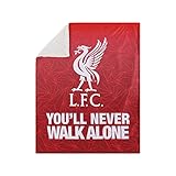 FOCO Offizielles Lizenzprodukt Liverpool FC Slogan Sherpa Plüsch-Überwurfdecke