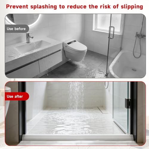 200cm Schwallschutzleiste Dusche Selbstklebend,Dusche Boden Flexibles Silikon Wasserstopper,Nass-Trocken-Trennung für Bad und Küche,Rollstuhlgerechtes Design,Schnell Installieren, Einfach zu Zuschneid