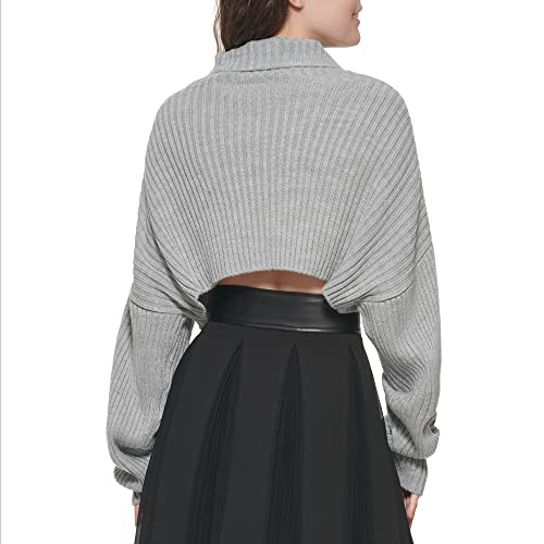 Image of DKNY Women's Turtleneck All-Day Comfort Cropped Sportswear Sweater