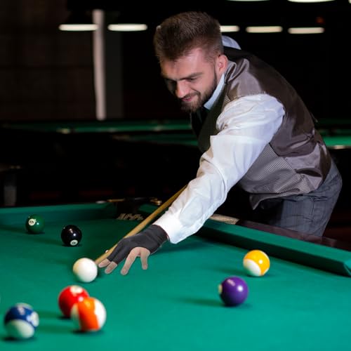 Larrel 2 Stück Billard Handschuhe, 3 Finger Queue Handschuhe Linke Billard Schützen Sport Zubehör Cue Shooter Pool Elastisch HandschuheSporthandschuhe Billardhandschuh für Frauen Männer