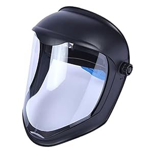 F Fityle Escudo Facial Casco de Soldadura con Lente Transparente de Pantalla de Policarbonato Sin Recubrimiento Anti-UV Protección de Ojos Cara Completa – Máscara doble diadema