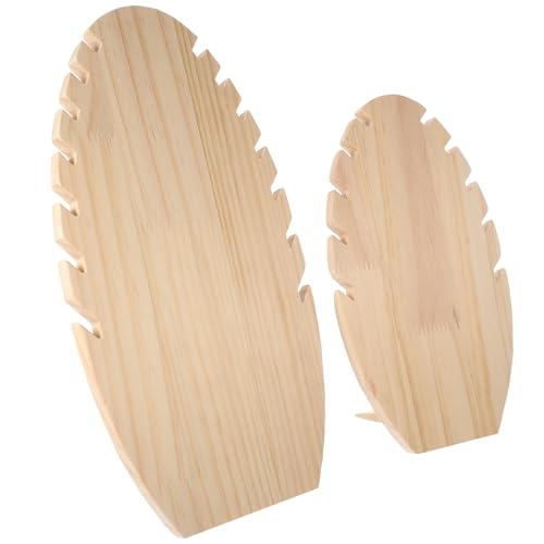 Milisten Soporte para Joyas de Madera Maciza 7 Ranuras y 5 Ranuras, Organizador de Collares para Exhibición y Venta, Estante de Exhibición Portátil para Uso en Tienda y Hogar (2 Piezas)