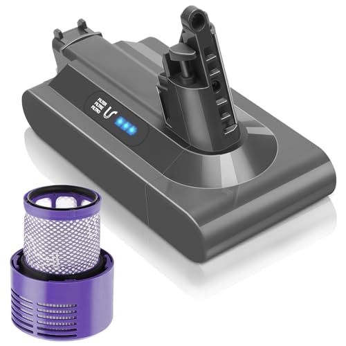 Waitley 6000mAh Batería para Dyson V10 SV12,Batería de Repuesto para Dyson V10 Animal V10 Absolute V10 Motörhead V10 Fluffy V10 Total Aspirador de Mano con 1 Filtros