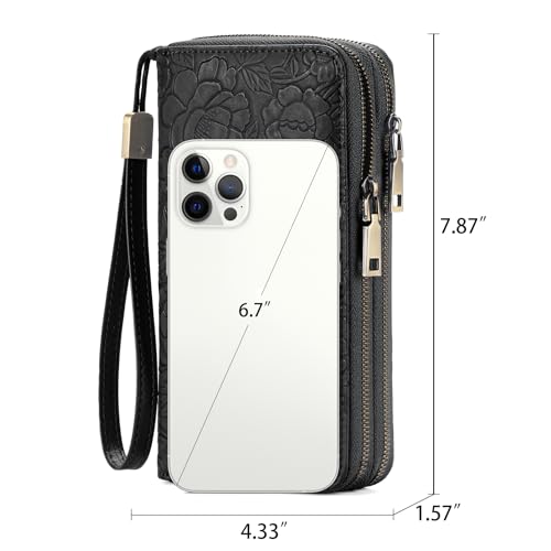 Image of GAEKEAO RFID Leather Wristlet Wallet for Women with Grip Strap