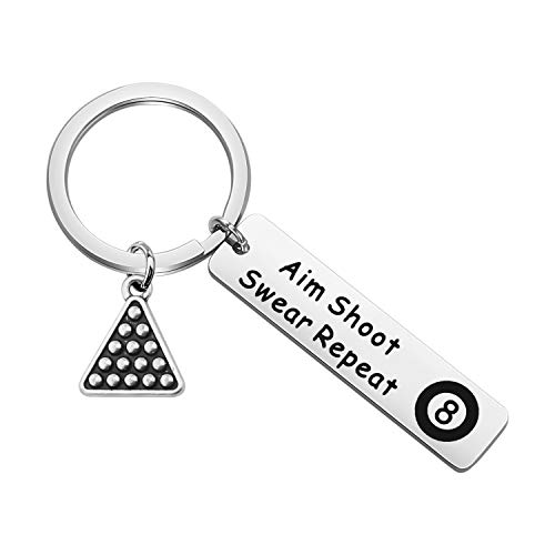 Zuo Bao Pool Player Gift Billiards Ball Keyring Aim Shoot Swear Repeat Jewelry 8 Ball Pool Billiards Player Gift (Pool Player K-S)
