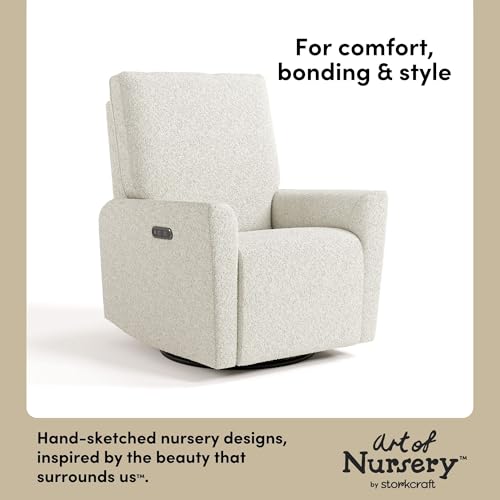 image for Storkcraft Santorini Deluxe Power Recliner Swivel Glider (Ivory Boucle