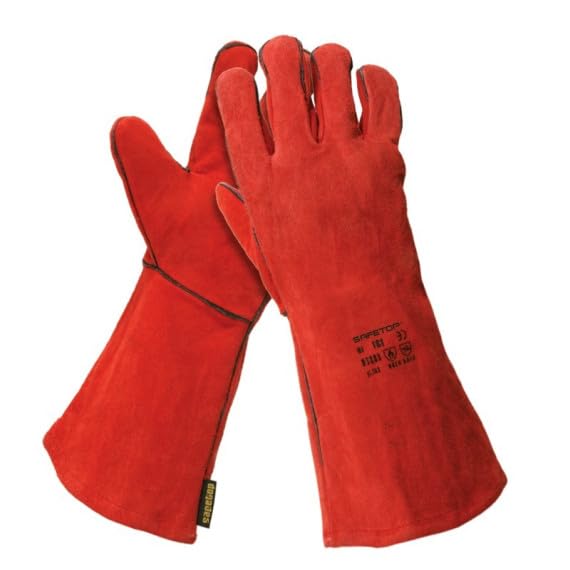 Guantes de soldador rojo de 35cm ESSEN Pack de 12 pares