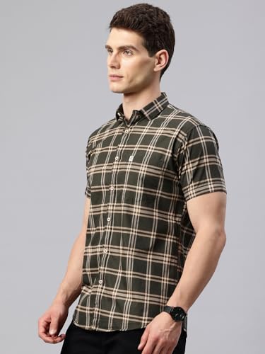 Image of Majestic Man Slim Fit Short Sleeve Checked Pure Cotton Casual Shirt