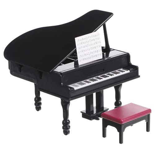 Hemobllo Mini Piano Miniature avec Tabouret Instrument de Musique Décoratif pour Maison de Poupée Accessoire Réaliste pour Scène Miniature