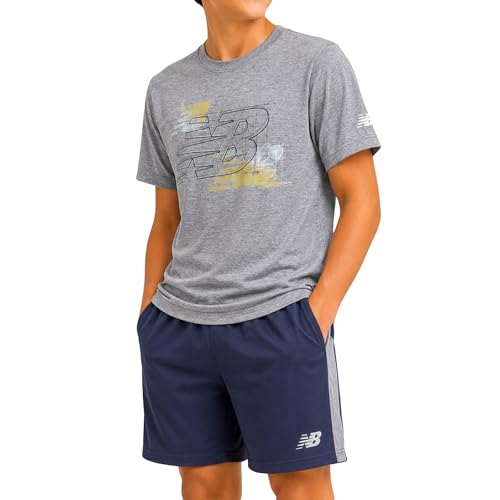 Image of New Balance Boys Short Sets - 2 Piece Active Performance Athletic Shirt and Kids Basketball Gym Shorts for Boys (8-12)