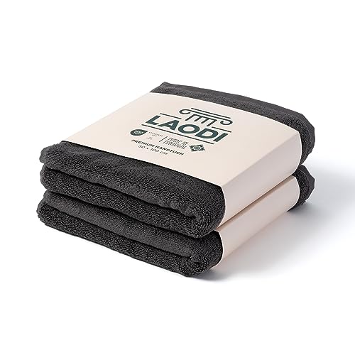 LAODI Premium Handtuch Set 2er 70x140 cm aus 100% Baumwolle – 570 g/m², saugfähig & weich – Made in Portugal, Gewittergrau
