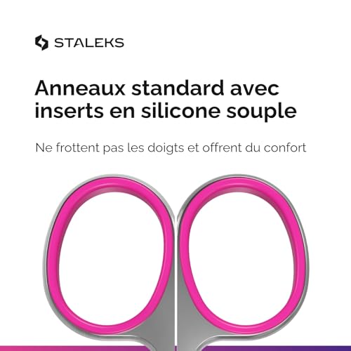 Staleks Pro - Ciseaux professionnels pour la peau des cuticules, lames avec crochet et poignées en silicone rose, affûtage manuel, Smart SS-41/3 – vue 6