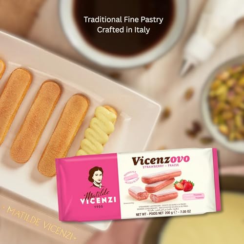 Image of Matilde Vicenzi Strawberry Ladyfingers 200g | Italy's Favorite Ladyfinger | Perfect for Tiramisu & Desserts | GMO-Free & All Natural Ingredients | Light, Crisp & Delicately Sweet