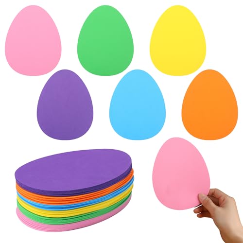 Image of Ireer 48 Pcs Large Foam Easter Egg Cutouts 6 Inch Colorful Bulletin Board Decor Egg Shape Cutouts DIY Crafts for Easter Spring Classroom Craft Project Party Supplies Chalkboard Wall Decor