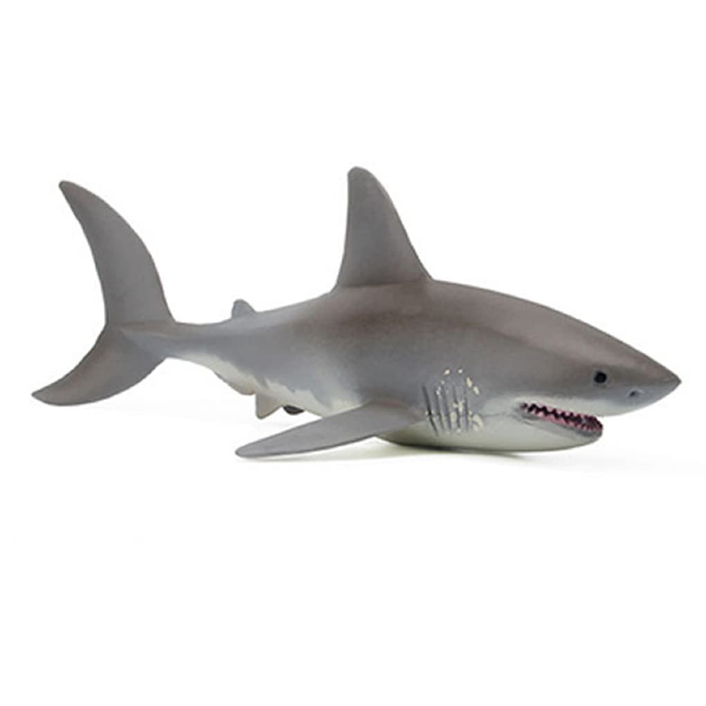 Wei Long Sea Animals Simulation Ocean Whale Toy Model Figures Toy Model Birthrday Gift Party School Project Favors Toys for Kid Boys Girls(White Shark)