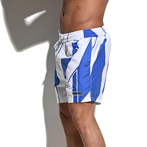 Men's Blue Block Board Shorts Fast-Dry Mesh Lining Loose Swimwear2