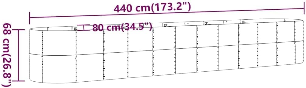 Large Oval Grey Powder-Coated Steel Raised Garden Bed 173 x 31 x 27 in, Rust-Resistant Planter Box for Outdoor Vegetables, Herbs & Flowers, Modern Raised Bed for Patio, Balcony & Yard