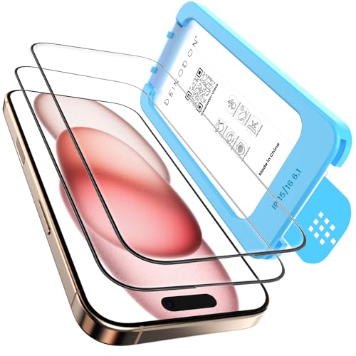 DEINODON für Panzerglas für iPhone 15/iPhone 16, [Auto-Montage] 100% Blasenfrei, [Full Screen Schutzfolie] 9H+ Top Bruch...