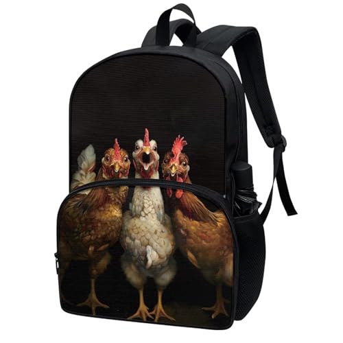 SYtrade Chicken Black Kids Backpack Elementary Middle School Backpack Travel Bookbag with Front Compartment4