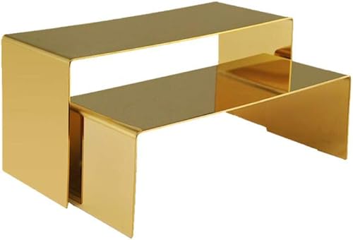 Miniatura 1 de RY DISPLAY Juego de 2 accesorios de exhibición de metal dorado para zapatos soporte elevador de acero inoxidable soporte elevador de joyería estante