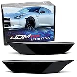 iJDMTOY JDM Style Black-Out Smoked Lens Front Side Marker Lamp Housings Compatible With 2007-up Nissan GT-R R35, Replace OEM USMD Amber Sidemarker Lamps