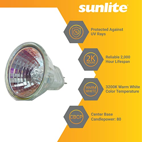 Sunlite 03455 Mr11 Halogen Reflector Bulb, 10 Watt, 30° Narrow Flood, 6 Volt, 90 Lumens, 2000 Hour Life Span, Dimmable, Gu4 Base, Cover Guard, 3200, Ansi Jcr, Ceiling Fixtures, Lanterns #TOP3