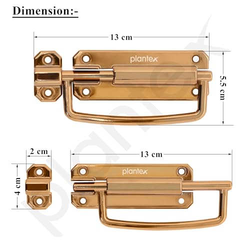 Image of Plantex Door Stopper /5 Inch Baby Latch Kadi /Door Latch for Bathroom /Door Lock for Home /Office Doors - Pack of 2 (Rose Gold)