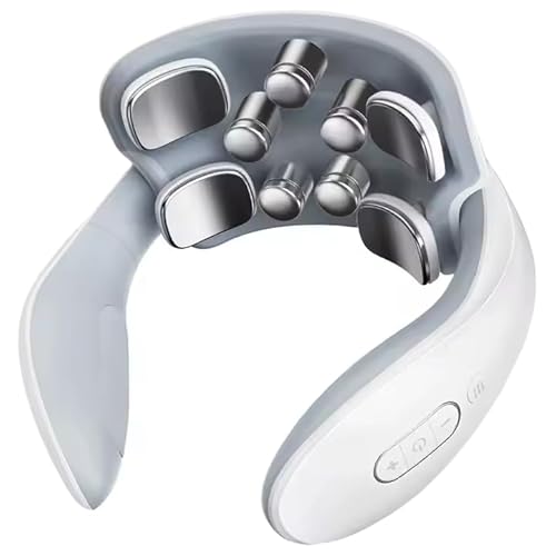 3PRO Masseur de cou et cervical, 8 modes de massage, thérapie par la chaleur avec EMS et physiothérapie par pouls, blanc