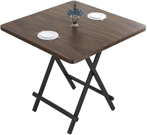 AZIEBAYダークブラウンの丸型折りたたみダイニングテーブル。2/3/4人用。木目調で組み立て不要。お手入れ簡単。省スペース。リビングルーム、キッチン、ダイニングルーム、アウトドア、キャンプなどに最適です。