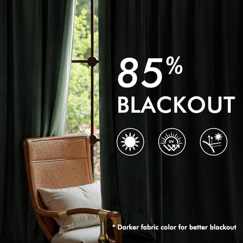 Image of MIULEE Sage Green Velvet Curtains 108 inches Long, Pinch Pleated Blackout Drapes with Hooks, Thermal Insulated Pinch Pleat Panels for Bedroom Living Room, 2 Panels