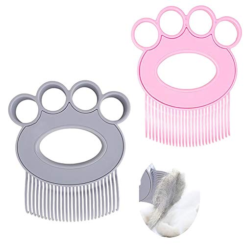 Duyue 2Pcs Pet Cat Dog Massage Comb,Cat Hair Massage Shedding Brush Pet Hair Removal Comb Cat Massage Trimmer Cat Comb Dog Grooming Brush,for Cat or Dog(Pink&Gray)